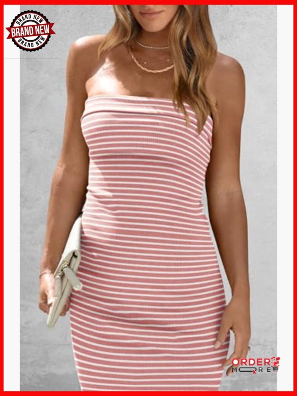 Bodycon Maxi Tube Dress Ribbed Strapless Side Slit Casual Party - Picture 5 of 7